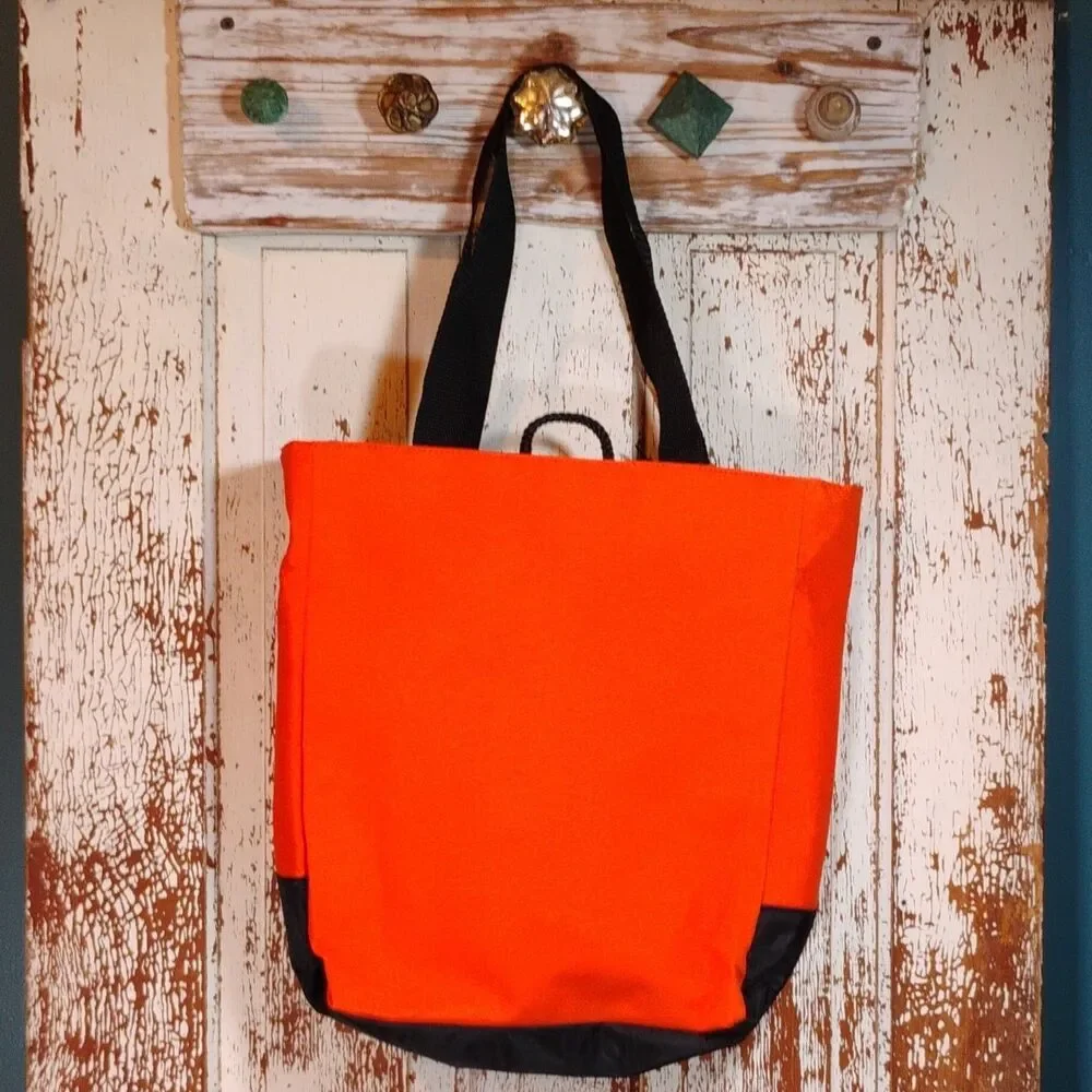 Vintage 80's Winnie the Pooh Halloween Tote Candy Bag Orange Black